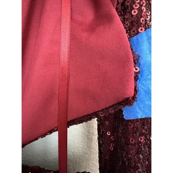 Ieena For Mac Duggal Wine Long Sleeves Sequin Evening Dress 26739 Size 2 - Picture 14 of 15
